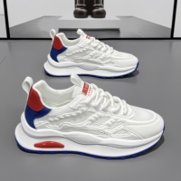 Chaussures de course blanches tendance et polyvalentes pour hommes, en maille respirante et souple, idéales pour le sport et les activités de plein air (vente en gros)