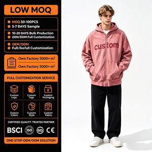 Sudaderas con capucha para hombre, de felpa francesa gruesa, cortas, con estampado personalizado, con cremallera, 100% algodón, estilo desgastado. - Product Image 6