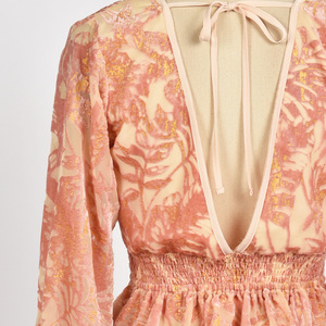Chemise à manches longues col en V 100% polyester de qualité supérieure, haut à manches longues en velours brûlé à motifs floraux, très vendu - Product Image 4
