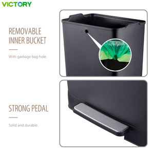 Poubelle rectangulaire en acier inoxydable Victory 35L 45L 55L 60 litres Poubelle à pédale de cuisine avec couvercle à fermeture douce - Product Image 5
