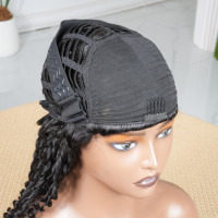 Perruque mi-tête Pixie bouclée 3-en-1 en cheveux humains vietnamiens de grade 12A, boucles sans colle, avec cordon de serrage et ligne de cheveux invisible