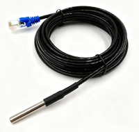 Kabel PTFE Tahan Air Sensor Suhu DS18B20 dengan Steker RJ45 untuk Pemantauan Lingkungan Laboratorium dan Pertanian