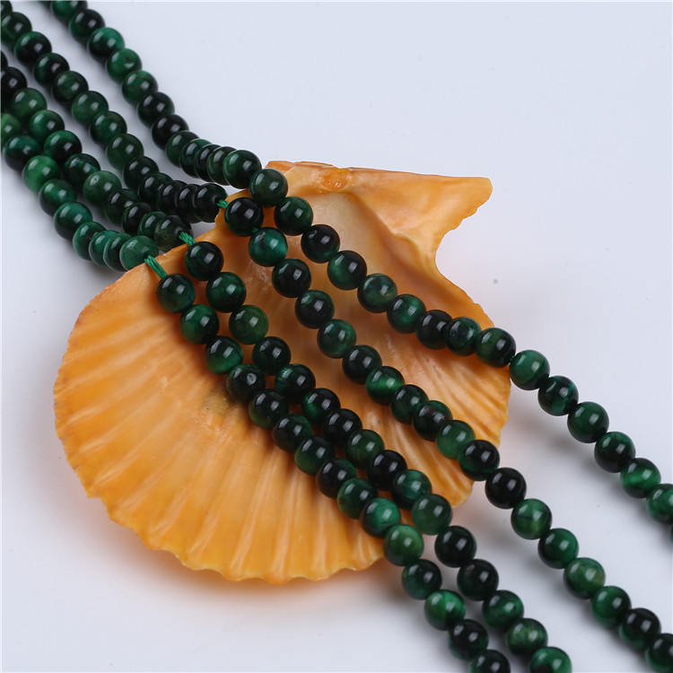 Natural Stone 6mm Green Tiger Eyes Round Gemstone Beads for Making Jewelry