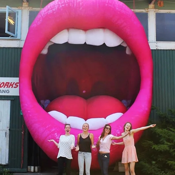 Stage Background Props Inflatable Opening Sexy Lip Mouth for Single Party Decor Advertising Inflatables Customized Decoration