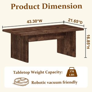 Mesa de Centro de Madera Rústica SENYU con Diseño de Listones, Muebles Modernos para Sala de Estar, Tapa de Madera Maciza Hecha a Mano - Product Image 3