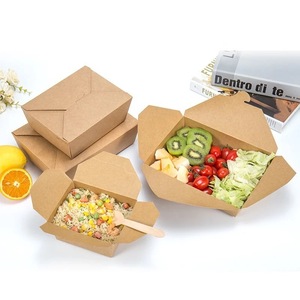 Porta via cibo 100% scatola di carta kraft usa e getta personalizzata carta biodegradabile - Product Image 3