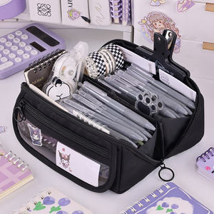 Aksesoris Sekolah Tas Pensil Kanvas Tebal Bergaya Sederhana Tempat Pensil untuk Anak Perempuan - Product Image 3