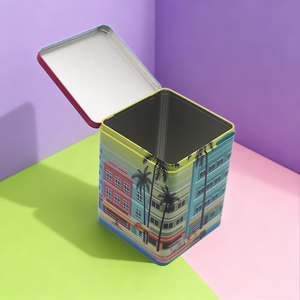 Металлическая квадратная жестяная коробка с крышкой и индивидуальным логотипом, 120*120*155 мм, прямоугольный контейнер для рассыпного чая из жести - Product Image 1