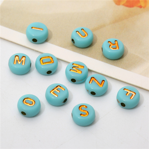 1000 cái/túi Hạt chữ cái acrylic tròn vuông nhiều màu vàng làm vòng cổ, vòng tay tự làm, bộ dụng cụ làm đồ trang sức - Product Image 6