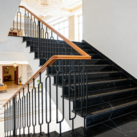 Rampe d'escalier en fer forgé décorative d'intérieur, design moderne, haute qualité, creuse, noir mat, installation facile, pour appartement