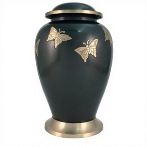 Fábrica hecha a mano estilo clásico mariposa tallada oro negro adulto cremación urna para cenizas - Product Image 1