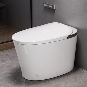Toilette intelligente blanche moderne avec <span class=keywords><strong>pompe</strong></span> de surpression à siège chauffant, chasse d'eau chaude et sèche-air désodorisation-pour les salles de bain - Product Image 2