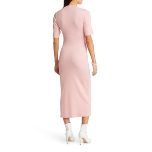 Vestido Maxi Personalizable para Mujer, Elegante, Manga Larga, Cuello Redondo, Suéter Midi Elegante, Silueta Recta, Diseño Sólido para Otoño - Product Image 2