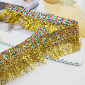 Bán Sỉ 5.5Cm Vàng Và Bạc Biên Giới Ren <span class=keywords><strong>Trim</strong></span> Tassel Fringe <span class=keywords><strong>Trim</strong></span> Vàng Ren <span class=keywords><strong>Trim</strong></span> Cho Quần Áo Phụ Kiện Ăn Mặc May - Product Image 4