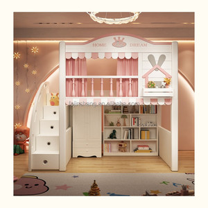 Js Đồ Nội Thất Thiết Kế Mới Trẻ Em Nhà Trẻ Em Giường Tầng Cô Gái Của Và Chàng Trai Đồ Nội Thất Phòng Ngủ Trẻ Em Loft Giường Với Trượt Và Lưu Trữ Cầu Thang - Product Image 2