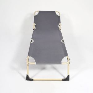 Lit superposé pliant portable moderne pour l'extérieur, chaise longue réglable en fer pour la plage, le parc et le jardin, mobilier d'extérieur - Product Image 2