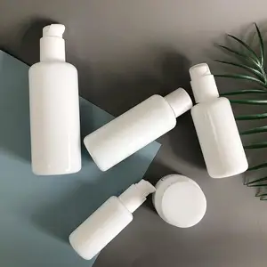 Bouteilles de lotion de soins de la peau en verre d'opale blanche de luxe, pots de crème au beurre pour le corps, bouteilles de cosmétiques en gros, entreprises de fournisseurs d'emballage