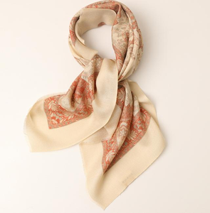 High Quality Custom OEM 80% Wool 20% Silk 70*70cm Scarf Vintage Floral Print Soft Warm <b>Shawl</b> <b>Wrap</b> For Women - Product Image 1
