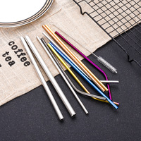 Pailles à boire réutilisables en acier inoxydable avec logo personnalisé, en gros, accessoires de bar, pailles avec logo personnalisé