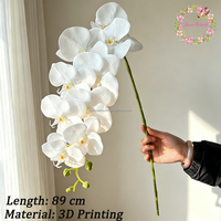 Anggrek Phalaenopsis Putih 9 Kuntum Cetak 3D Terlaris, Bunga Artificial Sentuhan Asli untuk Dekorasi Pernikahan dan Rumah