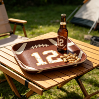 Plateau carré en mélamine de 6 pouces pour chips et bière avec design vintage de football américain pour bar sportif