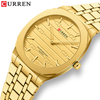 Reloj CURREN para Hombre 8444 de Acero Inoxidable Dorado, Relojes de Lujo para Hombre, Novedades, Reloj de Pulsera de Cuarzo Analógico Resistente al Agua, Reloj para Hombre