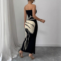 Robe longue d'été pour femme en viscose, style européen, imprimée, décolleté plongeant, coupe ajustée, sexy, élégante, vintage, décontractée, vente en gros