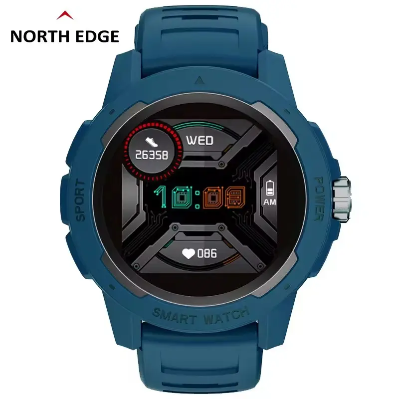 Relógio inteligente popular NORTH EDGE Mars 2 online, relógio inteligente esportivo IP68 de 1,4 polegadas para Android IOS, pressão arterial e frequência cardíaca