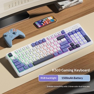 <span class=keywords><strong>Clavier</strong></span> de jeu <span class=keywords><strong>sans</strong></span> <span class=keywords><strong>fil</strong></span> RGB Keywin OEM ODM 98 touches, <span class=keywords><strong>clavier</strong></span> de jeu filaire tri-mode personnalisé 98 touches avec bouton, couleurs mélangées - Product Image 2