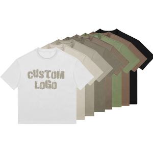 Drop Shoulder Blanks Fabricante liso Camisetas de peso pesado impresas de alta calidad para hombres Camiseta de gran tamaño personalizada de lujo de algodón - Product Image 1