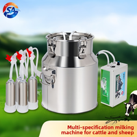 Máquina de Ordeño Eléctrica para Vacas y Ovejas 220V/110V, Tipo de Succión Directa 5L/10L/14L con Apagado Automático al Llenarse el Cubo