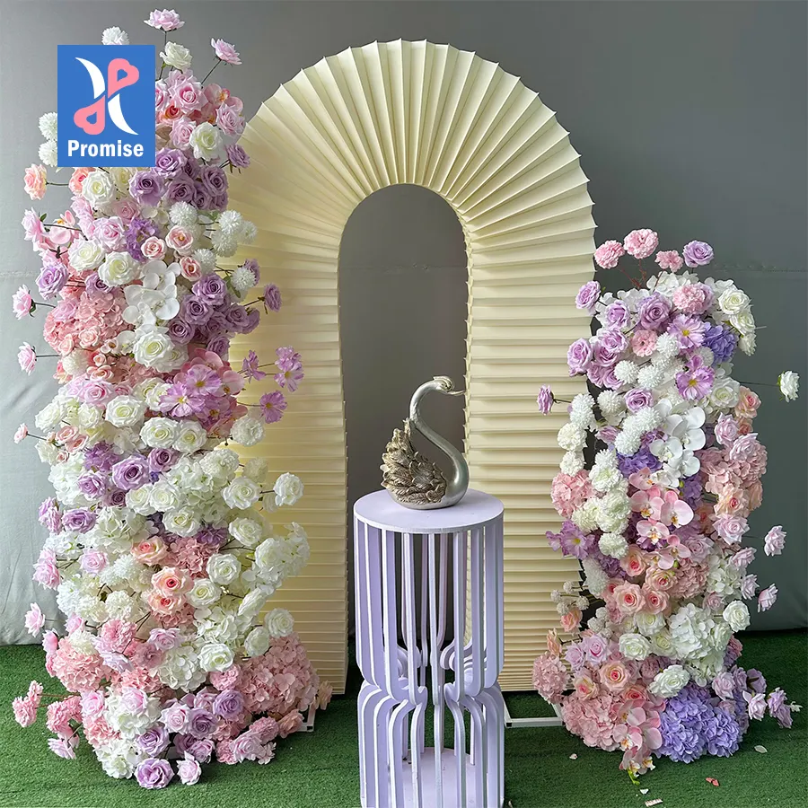 Promise Hot Selling Popular Pink And White Artificial Flower Arch For Wedding Events Decorations