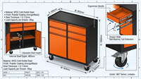 Armoire à outils métallique professionnelle OEM personnalisable, chariot de rangement mobile pour atelier avec tiroirs verrouillables, étagères réglables et roulettes