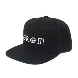 Gorra SnapBack de ala plana de 6 paneles personalizada de alta calidad, gorra de algodón de Bajo moq con logotipo bordado