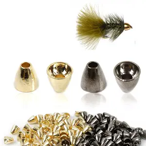 Warna Kustom 4-15Mm Tungsten Cone Kepala Lalat Mengikat Bahan Hitam Nikel Perak Tembaga Emas