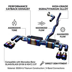 Sistema de Escape Catback con Válvulas de Titanio Azul Vortex para Mercedes-AMG GLA45 GLA35 X156 H247 2.0T 2015-2024, Kits de Ajuste de Ajuste Directo - Product Image 1