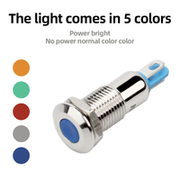 Luces indicadoras LED Rojas impermeables de 8mm, lámparas de tablero de Metal de 12V y 24V para automóviles y barcos, luces indicadoras de tablero precableadas