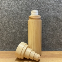 Grosir botol tanpa udara tutup bambu badan bambu kustom 15ml 30ml pengganti dapat diisi ulang Pcr PP botol pompa kedap udara bagian dalam