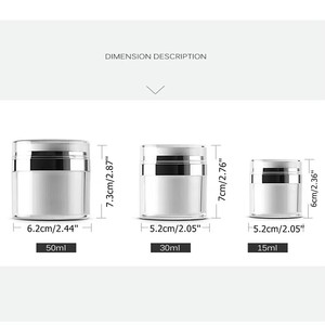 Flacon pompe pour crème visage 15/30/50/100 ml, fabriqué en Chine, bouchons argentés/dorés/blancs, réservoir sous vide, construction en plastique, sérigraphie - Product Image 6