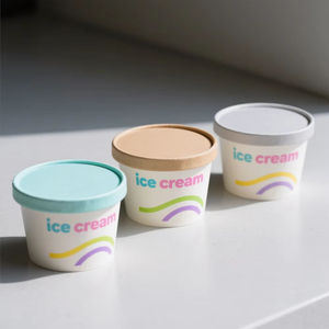 Gobelets en papier pour crème glacée à paroi simple avec couvercle, logo personnalisé, imperméables, revêtement PE, 4 oz, pour yaourt glacé, gelato, crème glacée - Product Image 3
