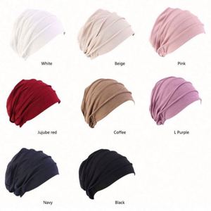 Nuevo Gorro de Moda para Mujer, Talla Única, Estilo Holgado, Tipo Snood, Gorro para Quimioterapia, Turbante, Color Sólido, para Dormir, de Algodón y Poliéster - Product Image 6