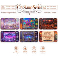 Barre de cuivre pur 999 de 1 oz et 5 oz, souvenir coloré en relief, édition américaine avancée Barre de cuivre de collection de la série de timbres emblématiques