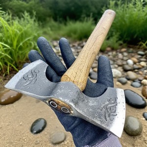 Hache à double tranchant et double tête en acier à haute teneur en carbone avec manche en <span class=keywords><strong>bois</strong></span>, <span class=keywords><strong>hachette</strong></span> industrielle <span class=keywords><strong>pour</strong></span> le bricolage et le camping en extérieur - Product Image 4