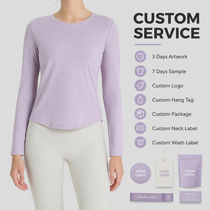 Camiseta Deportiva de Manga Larga para Mujer, Suave como una Segunda Piel, Alta Elasticidad, Transpirable, Ajustada, para Yoga, Pilates, Gimnasio - Product Image 1