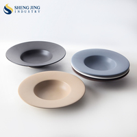 Tianshengjing — chapeau rond en céramique mate, rustique, noir, blanc, gris, brillant, en céramique, pour Restaurant d'hôtel, soupe, dîner, assiette profonde