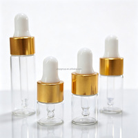 Flacon compte-gouttes en verre personnalisé, petit format, 1 ml, 2 ml, 3 ml, 5 ml, col fileté, anti-fuite, pour sérum cosmétique, huile essentielle, échantillon, emballage, flacon