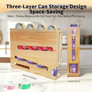 Wooden pet food can rack, solid wood pet food storage rack, wooden can storage rack, <b>desktop</b> can stand - Product Image 4