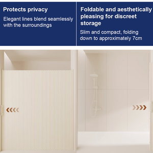 Paroi <span class=keywords><strong>de</strong></span> <span class=keywords><strong>douche</strong></span> pliante <span class=keywords><strong>sans</strong></span> rail, magnétique, invisible, en tissu robuste, style minimaliste pour séparation sec/humide - Product Image 2