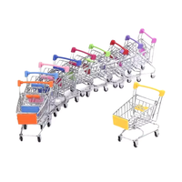 Mini chariot de courses en métal pour enfants, chariot de supermarché sur roulettes, jouet de simulation, chariot d'épicerie mignon, miniatures de dessins animés, décoration de la maison