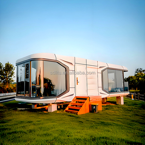 Casa de cápsula espacial de cristal moderna, cápsula prefabricada de resort de playa con vista panorámica, cápsula de glamping de lujo para turismo y hostelería - Product Image 4